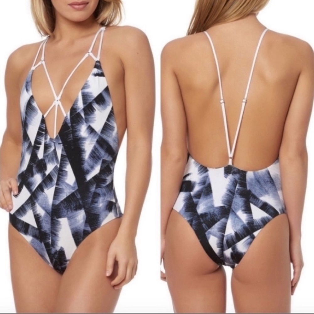 NWOT Dolce Vita plunging neckline strappy one piece swimsuit